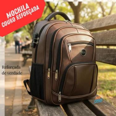 Imagem de Mochila Masculina Couro Antifurto Cadeado C/ Senha Reforçada - A2R STO