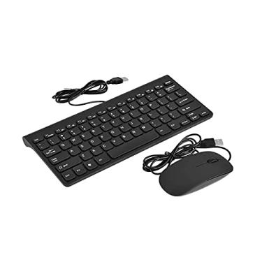 Imagem de Conjunto de teclado e mouse com fio, teclado óptico USB ultrafino, conjunto completo de teclado com fio e mouse com teclado numérico para laptop, PC, desktop (preto)
