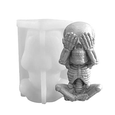 Imagem de vela silicone esqueleto 3D para decoração Halloween, Kit fabricação vela anão DIY reutilizável 3D, artesanato DIY para fabricação sabão, vela caseiro requintado