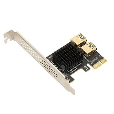 Imagem de ASHATA PCI E 1 a 2 Riser Card, PCI E 1X para 2 PCI E USB 3.0 Adaptador Multiplicador Cartão para Bitcoin Ethereum Mining, Pcie Splitter Riser, para Linux para 8 10 11 (preto)