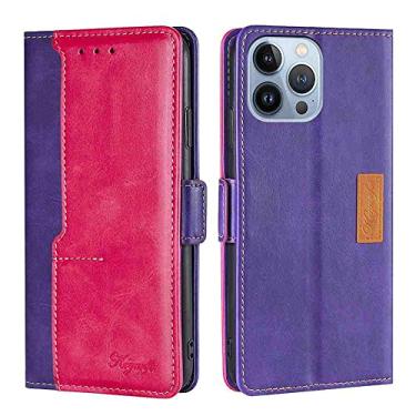 Imagem de MojieRy Estojo Fólio de Capa de Telefone for LG G5, Couro PU Premium Capa Slim Fit for LG G5, 2 slots de cartão, resistente ao choque, Rosa vermelha & Roxa