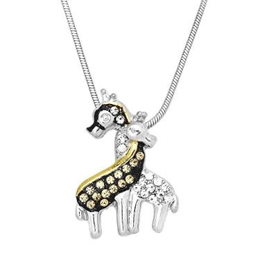Imagem de Colar com pingente de girafa Falari, strass, cristal, r dio, altamente polido