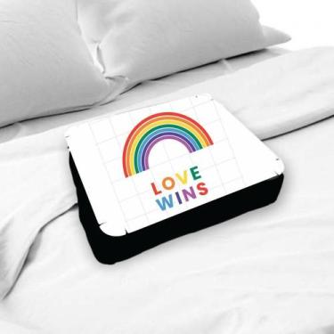 Imagem de Almofada Bandeja Para Notebook Laptop Personalizado Love Wins Branco -