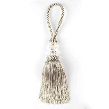 Imagem de peça borlas franja de seda borla guarnição de vestuário decoração corda pendurada borla chave para acessórios de cortina faça você mesmo, prata, 1 peça