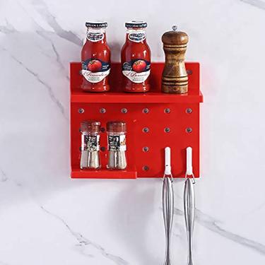 Imagem de SagaSave Kit de prateleira Pegboard, organizador de prateleira de exibição montado na parede de plástico, kit de acessórios DIY para cozinha doméstica banheiro escritório (vermelho)