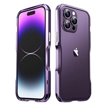 Imagem de Para iPhone 14 13 12 ProMax Metal Frame Phone Case Armadura de liga de alumínio leve à prova de choque para 7 8 Plus, roxo, para iphone 12 mini