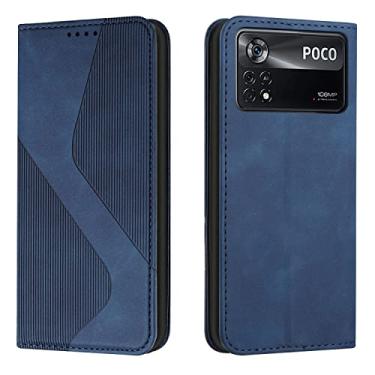 Imagem de Estojo de proteção contra quedas Wallet Case for Xiaomi Poco X4 Pro 5G, Compatible with Xiaomi Poco X4 Pro 5G Case [TPU Shockproof Interior Case] PU Leather Case with Magnetic Flip Cover (Color : Blu