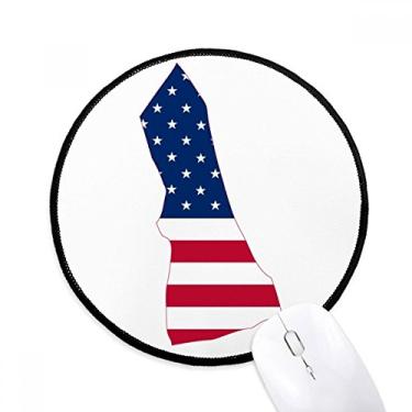 Imagem de Mouse pad New Hampshire USA Mapa Estrelas Listras Bandeira Formato Apoio Mouse Suporte Mouse Desktop Escritório Redondo para Computador