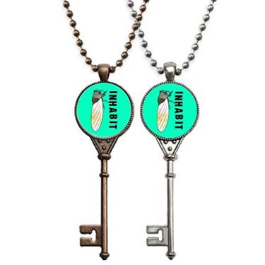 Imagem de OFFbb-USA Colar com pingente de chave Inhabit Cicada Allemada Neviifolia para decoração de casal