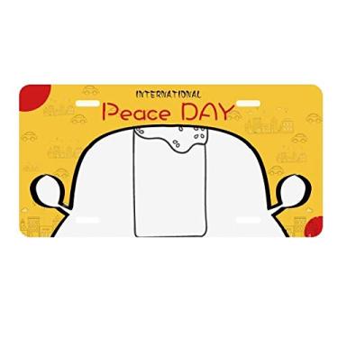 Imagem de DIYthinker Placa de licença de sorvete de gergelim com desenho preto para decoração de carro, dia da paz