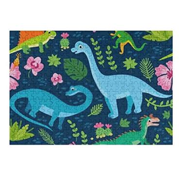 Imagem de ColourLife Quebra-cabeças quebra-cabeça presente de arte para adultos, adolescentes, dinossauros e folhas tropicais, jogos de quebra-cabeça de madeira, 300 peças, multicolorido