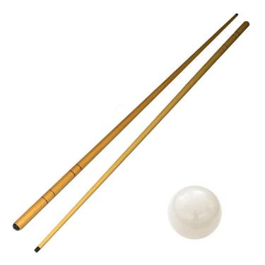 Imagem de  02 Taco 1,45m + 01 Bola 58mm Bolão Branca Sinuca Bilhar