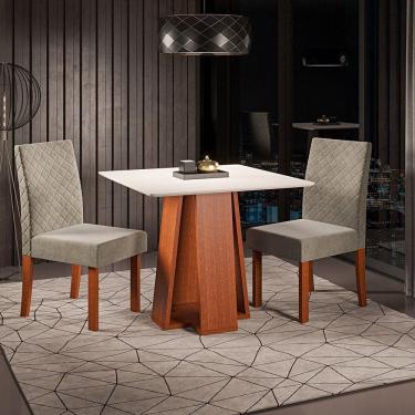 Imagem de Conjunto Sala de Jantar Mesa Quadrada com 2 Cadeiras Beatriz Espresso Móveis Cherry/Off White