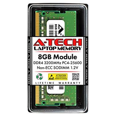 Imagem de A-Tech 8GB DDR4 3200MHz SODIMM PC4-25600 Non-ECC Unbuffered CL22 1,2V 260-Pin SO-DIMM Módulo de atualização de memória RAM