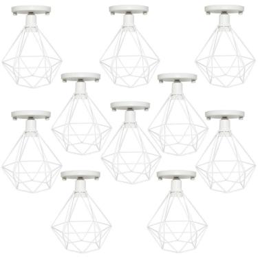 Imagem de 10 Lustres Teto Plafon Industrial Aramado Diamante Retrô Luminária Sobrepor Vintage Agp Ilumini