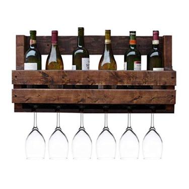 Imagem de Rack de vinho al Rack de armazenamento montado na parede | Rack de champanhe para vinho tinto | Rack para garrafas de vinho pendurado na parede Rack para garrafas de vinho de pinho natural Suporte de