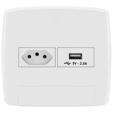 Imagem de Conjunto 1 Tomada 20A + 1 Tomada Usb 4X4 - Ilumi Lev - 87056