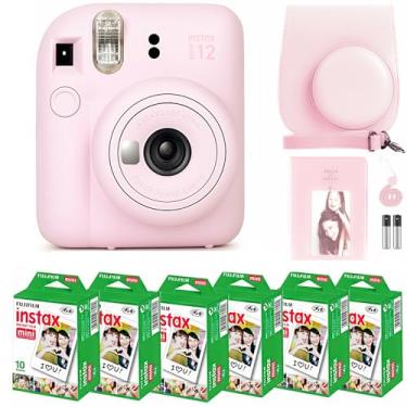 Imagem de Câmera Fujifilm Mini 12 com pacote de filmes instantâneos Fujifilm Mini (60 folhas) com acessórios inclusos: bolsa transporte, álbum de fotos e adesivos (rosa Blossom Pink)