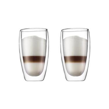 Imagem de Copo de parede dupla Bodum Pavina, de vidro borossilicato de alta temperatura – conjunto de 2 (443 ml, transparente)