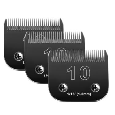 Imagem de 10 lâminas para tosar cães compatíveis com máquinas de tosar cães da série Andis/Oster A5/Wahl KM-10, lâmina de substituição removível para tosa, preta, lâmina tamanho 10 1/40.6 cm (10#/3 peças)