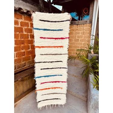 Imagem de Passadeira Felpuda Algodão Artesanal Listrada Capri Colorida