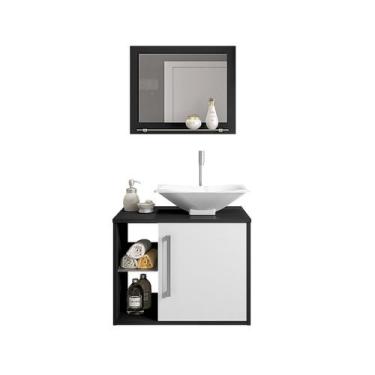 Imagem de Móveis Pra Banheiro Kit Gabinete Com Pia Cuba Espelho Baden - Bechara