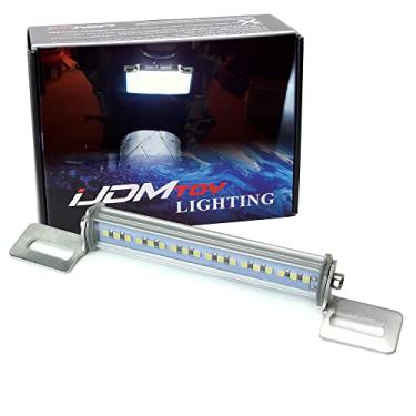 Imagem de iJDMTOY Suporte de quadro de placa de licença de motocicleta de ajuste universal com barra de luz LED branca xenon de ângulo ajustável, compatível com motocicletas, quadriciclos, bicicletas sujas, etc