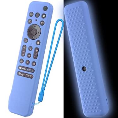 Imagem de Capa de silicone para Sony RMF-TX800U RMF-TX900U Controle remoto de voz Contorl 2022, capa protetora anti-choque compatível com Sony 4K Ultra HD TV X80K X90K X95K Series Remote (azul brilhante)