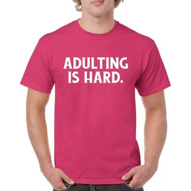 Imagem de Camiseta Adulting is Hard Funny Adult Life Do Not recommend Humor Parenting Responsibility 18th Birthday Men's Tee, Rosa choque, 3G