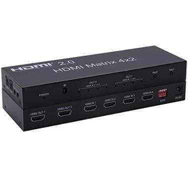 Imagem de Switch divisor HDMI 2.0 Matrix 4x2 HDMI 4K com áudio óptico A/L 4x2 HDMI Matrix Audio Converter para PC TV Dual Monitor