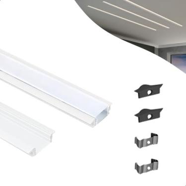Imagem de Perfil De Led Embutir 24mm Slim 2m De Aluminio Para Gesso - Branco