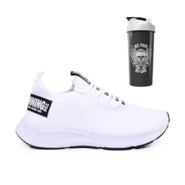 Imagem de Tênis Academia Masculino Esportivo Caminhada Bf Shoes + Coqueteleira Exclusiva (Branco, BR, Adulto, Numérico, 43)