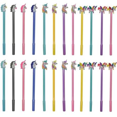 Imagem de Maydahui 36 canetas de gel de unicórnio fofas de desenho animado cavalo caneta de animal 3 estilos tinta preta para escritório escola festa