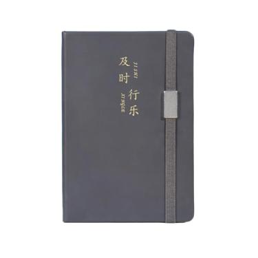 Imagem de Joucien Caderno minimalista criativo para escritório de negócios A5 com alça Ledger-(110 folhas) imitação de couro A5 cinza