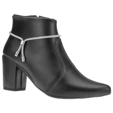 Imagem de Bota Coturno Feminina Salto Bloco Bico Fino Strass Western (Preto, BR, Adulto, Numérico, 38)