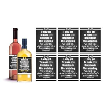 Imagem de 6 Will You Be My Groomsman + 1 BÔNUS Best Man etiquetas de vinho ou etiquetas de licor, Whisky, Vodka, Rum, Beer Garrafa Etiquetas ou Adesivos conjunto, Lembranças de festa para padrinhos de casamento, Decorações de festa (Enfeite!)