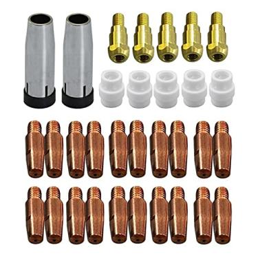 Imagem de RIVERWELD Ponta de contato 0,35" Suporte de ponta de bocal de gás cônico para 24KD MB24 MIG MAG Co2 Tocha de soldagem 32 peças