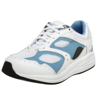 Imagem de Drew Tênis feminino flare confortável para caminhada durante todo o dia com profundidade adicional, branco/azul, 11.5 X-Wide