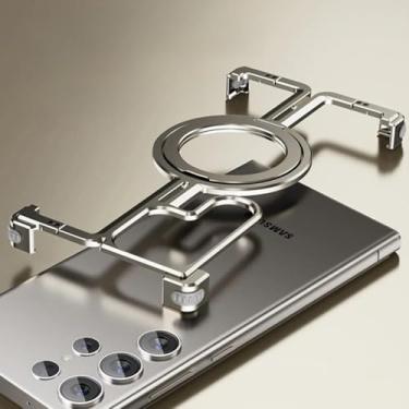 Imagem de Capa de celular de metal sem moldura de liga de alumínio com suporte magnético de luxo para Samsung Galaxy S23 S24 Ultra à prova de choque, capa de metal sem aro, cinza, para Galaxy S24 Plus