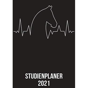 Imagem de Studienplaner 2021: DIN A4 Kalender von 01/2021-12/2021 1 Tag = 1 Seite mit großem Tageskalender und großartiger Übersicht. Monatsübersicht, ... / Pferd Reiter heartbeat herzschlag