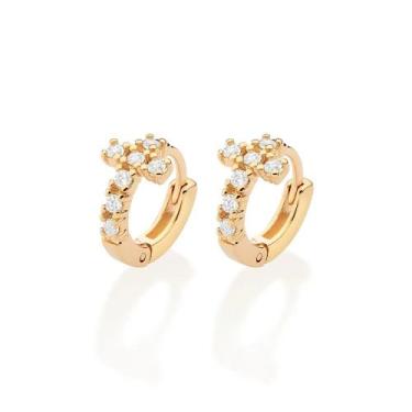 Imagem de Brincos rommanel banhado ouro 3x 24k 18k e 22k argola feminino cruz cr