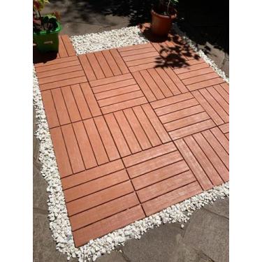 Imagem de 15 Decks Madeira Plástico Encaixe Modular Piscina Sacada - Cedro - TRI