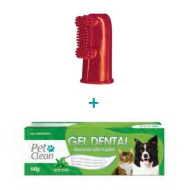 Imagem de Kit Dedeira + Pasta de Dente Pet Clean Cães Cachorro Gato, Dedeira + P