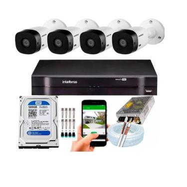 Imagem de Kit 4 Câmeras Intelbras 1120b Dvr 4 Canais Lançamento - Com Hd 500gb