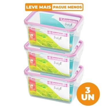 Imagem de Kit 3 Potes Plásticos com Travas Herméticos Açaí 2L Freshy Sanremo
