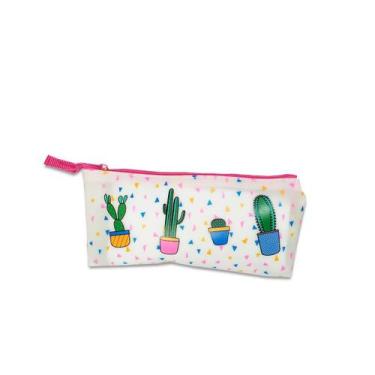 Imagem de Estojo Escolar Silicone Clio Cactos For Girls Cor Branco