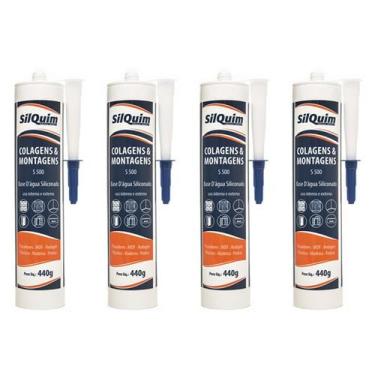 Imagem de Silicone Branco Base Agua P/ Acabamento Rodapé 440g- 4 Unid - SILQUIM