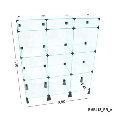 Imagem de Balcão de Vidro com Porta Bijuteria - C/ Conectivo Preto -  - 0,90 x 1