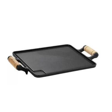 Imagem de Chapa de Ferro Fundido Pequena Lisa 2 Alças 29x24cm - Santana - Fundiç