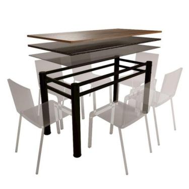 Imagem de Base Para Mesa De Vidro Jantar 6 Lugares Preta Retangular - MetalCromo